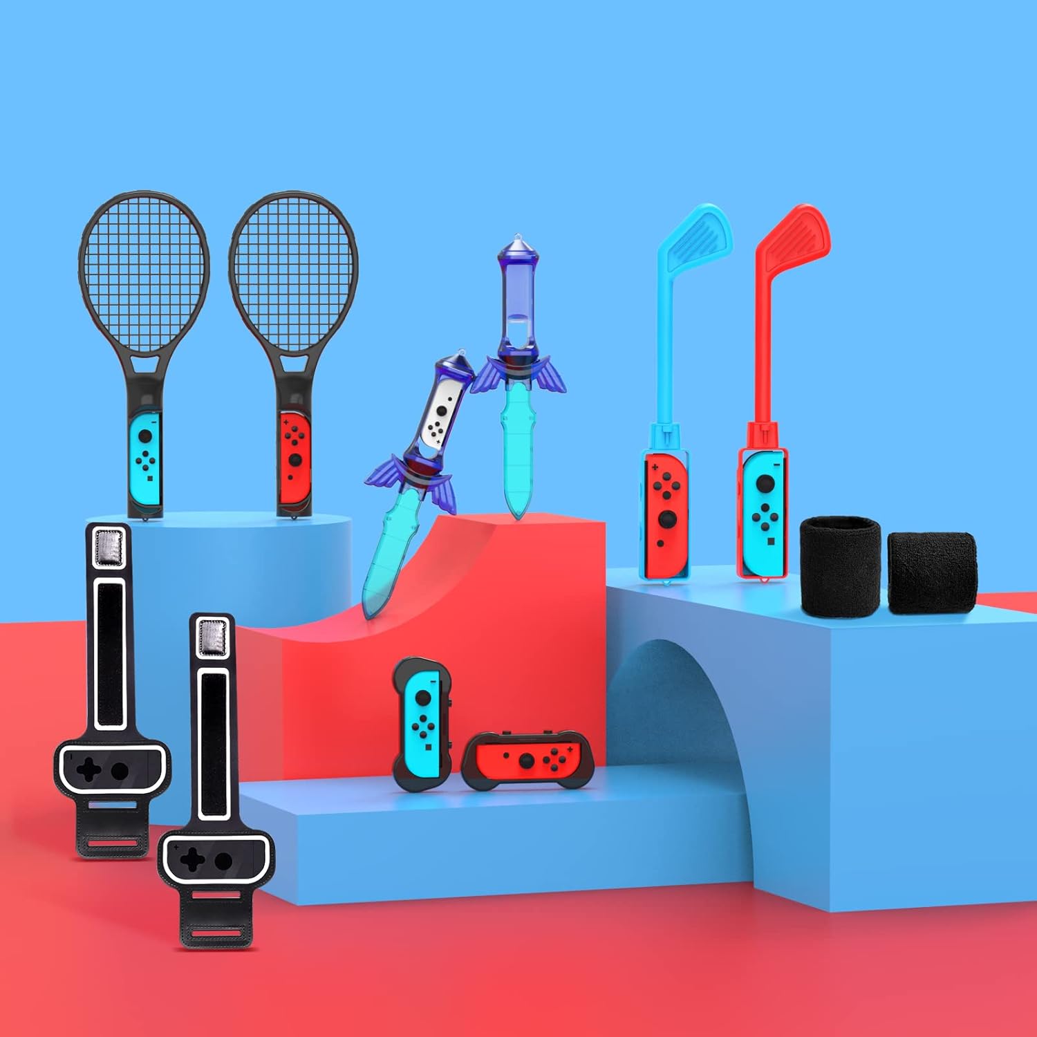 Ensemble d'accessoires de sport Switch 12 en 1 - Kits accessoires pour Nintendo Switch 2024 Family Party Pack Switch et jeux de sport OLED
